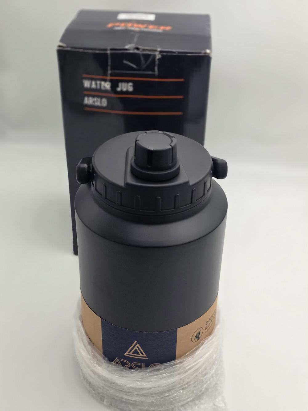 ARSLO 1 Gallon 128oz Insulated Stainless Steel Water Jug Handle Black Open Box